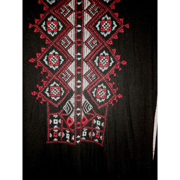 Lucky Brand Lucky T- Shirt Top Size Small  Geometric Embroidered 3/4 Sleeve - Picture 4 of 4